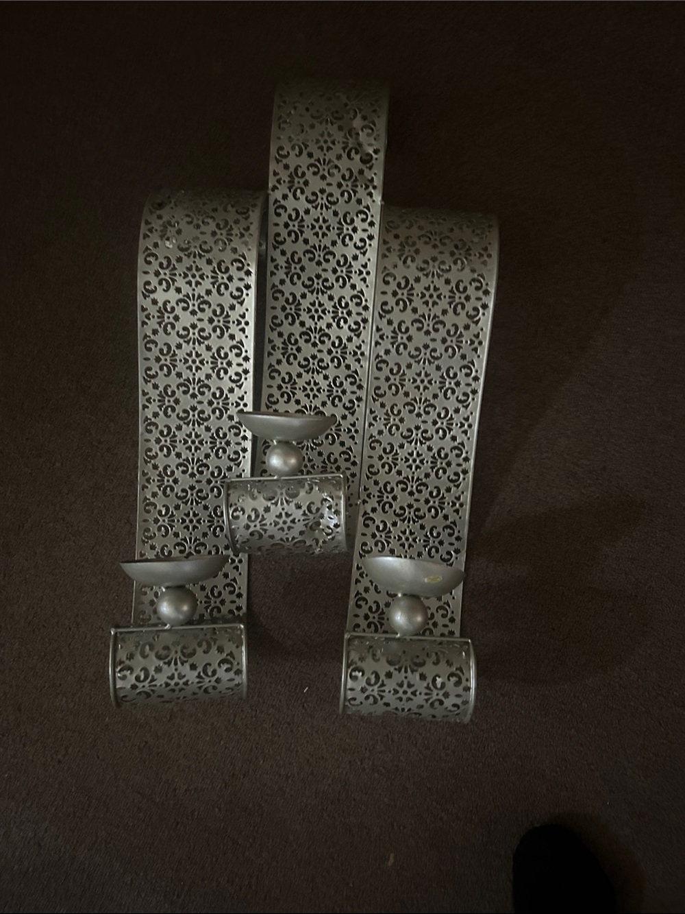 Decorative Metal Curtain Holdbacks in Silver - Set of 3